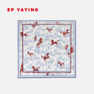 EP YAYING雅莹围巾 骏启新程双面印花桑蚕丝方巾围巾 26新品W101A