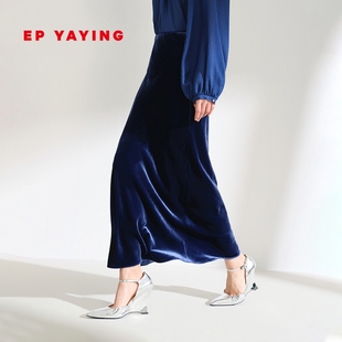 2025新款 质感高腰桑蚕丝丝绒包臀半身裙 3318B YAYING雅莹女装