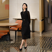 EP雅莹高端系列 4609A 商场同款 国风新中式 压褶小黑裙连衣裙