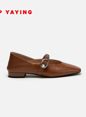 EP YAYING雅莹女鞋 国风花钉油蜡牛皮一脚蹬两穿单鞋 26新品XB06A