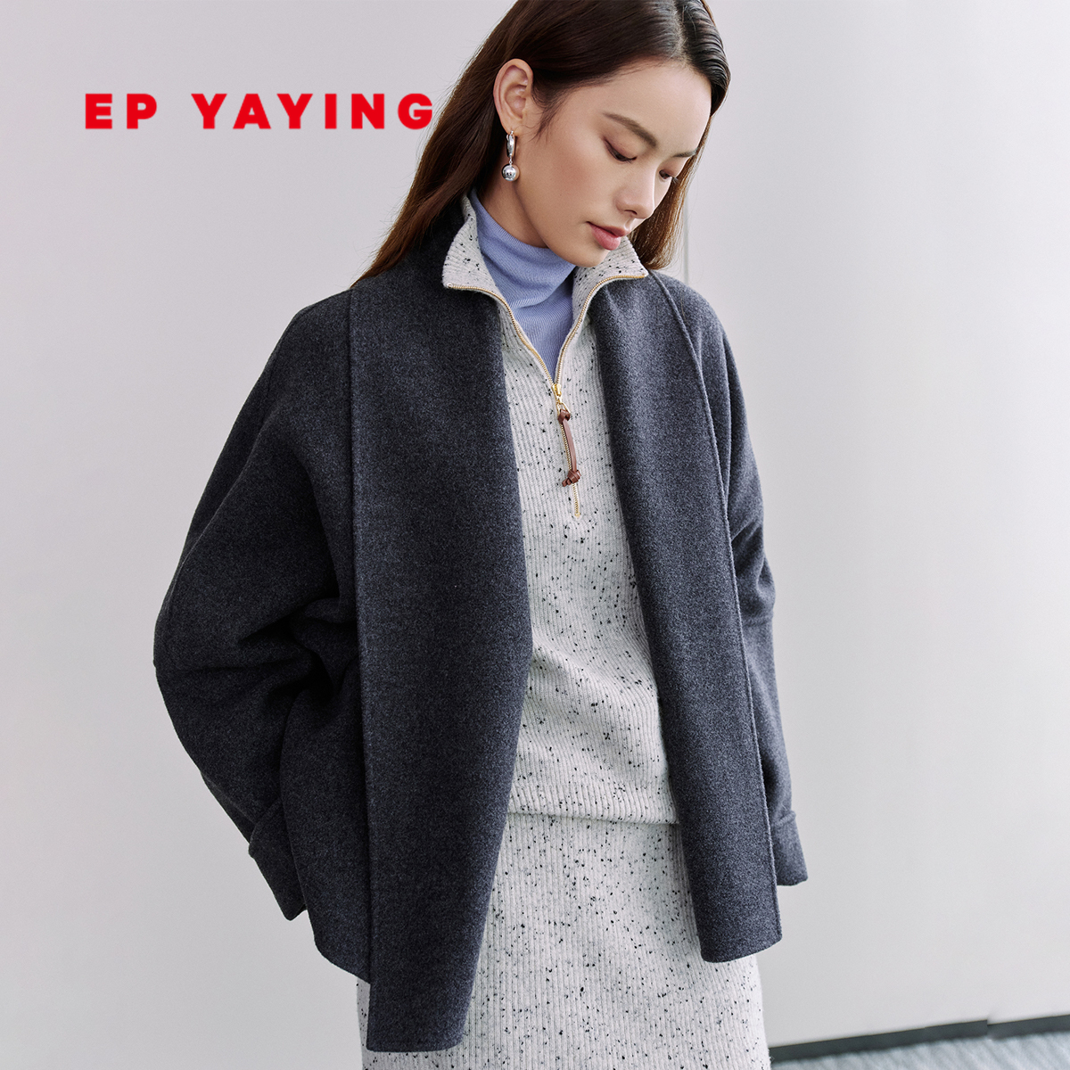 EP雅莹翻领双面呢羊毛大衣