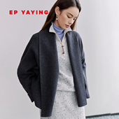 翻领羊毛大衣蝙蝠袖 EP雅莹女装 2025早秋新品 双面毛呢外套1521A