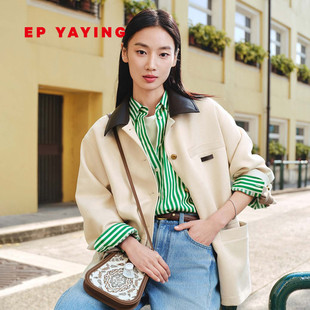 新款 2026春季 1273A 仿麂皮翻领巴恩风美拉德夹克 EP雅莹外套女