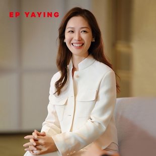 EP YAYING雅莹女装 桑蚕丝羊毛立领短款西装外套 2025新款1222A