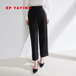 商场同款 裤 6406A 通勤九分翻边直筒西装 EP雅莹女装