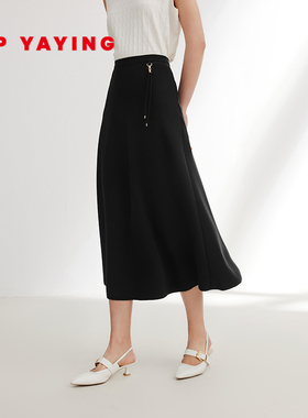 EP YAYING雅莹女装 气质高腰黑色a字半身裙 商场同款 3403A