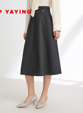 EP YAYING雅莹女装 通勤羊毛A型显瘦半身裙 商场同款 3408B