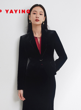 EP雅莹女装 收腰蚕丝西装 一粒扣丝绒正装外套 商场同款 1116A