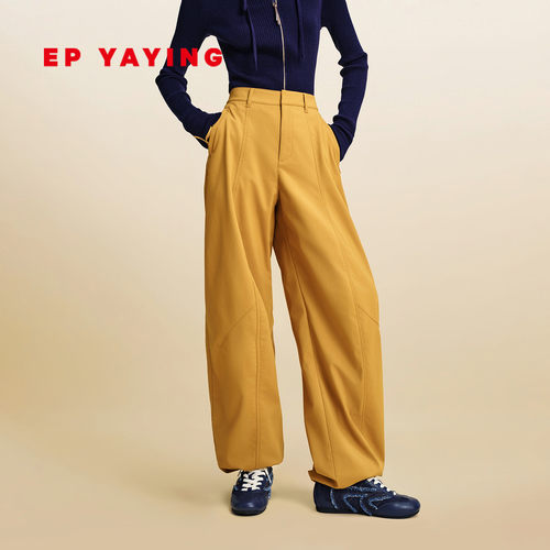 EP雅莹松弛感高腰显瘦弯刀裤