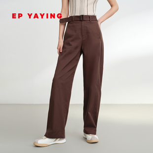 子美拉德弯刀裤 休闲宽松咖色裤 6413A 女装 EP雅莹2025早秋新款