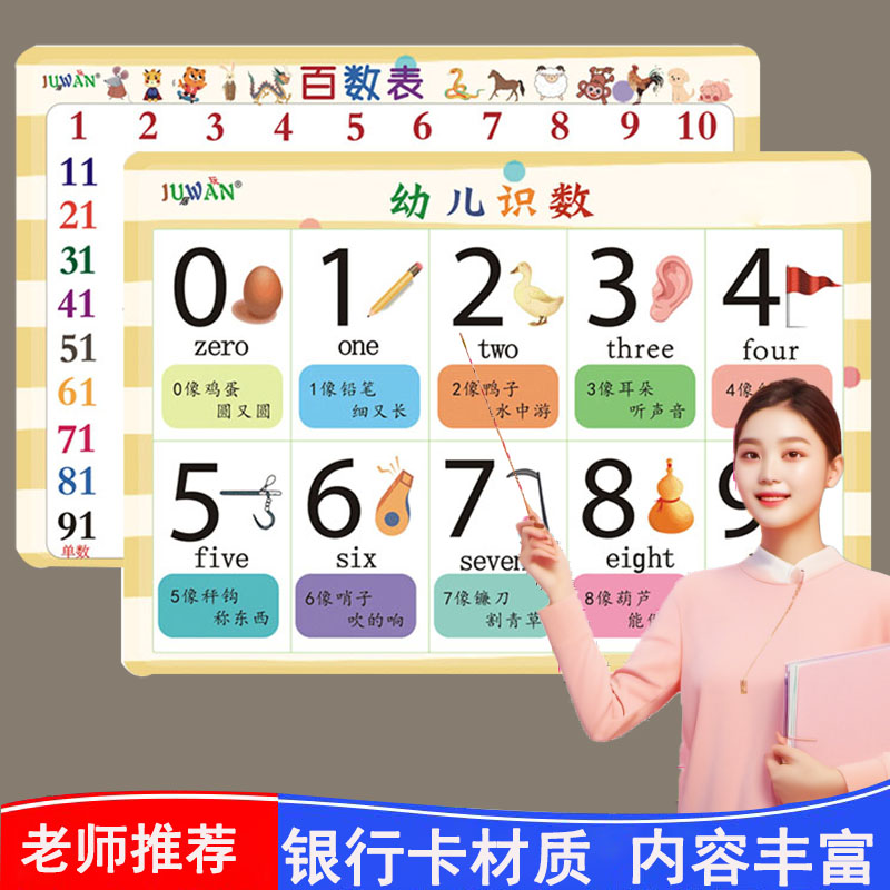 百数表幼儿识数1-100内认知卡