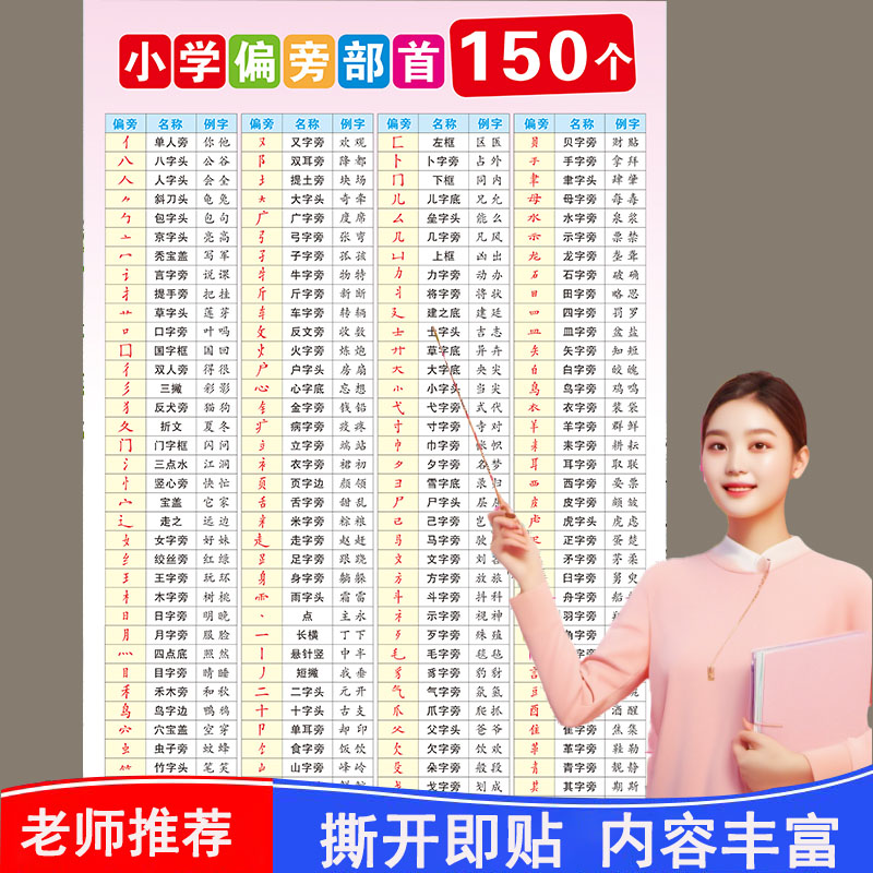 一年级笔画偏旁部首表小