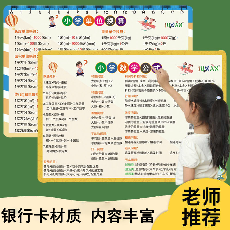 小学数学公式大全墙贴记忆卡片