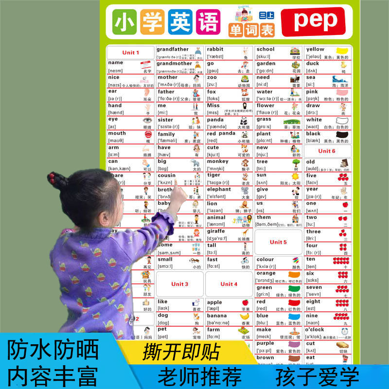 小学英语单词汇总表挂图