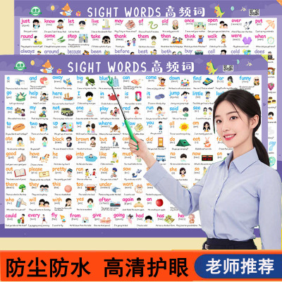 儿童英语220个高频词墙贴挂图
