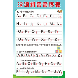 汉语拼音音序字母表学生一年级上下册书写26个字母大小写挂图墙贴