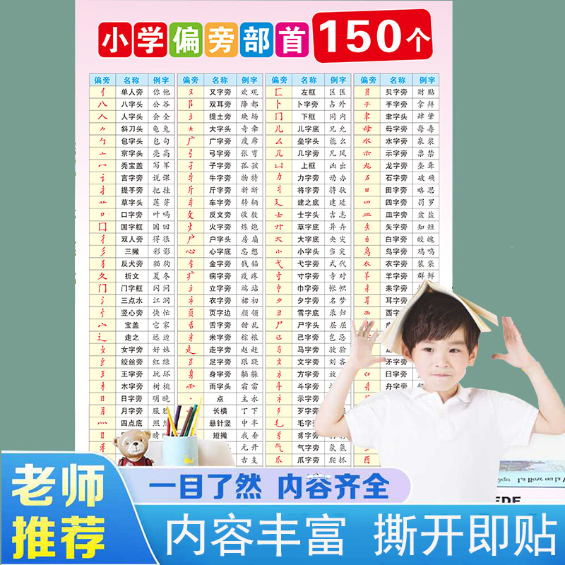 一年级笔画偏旁部首表小