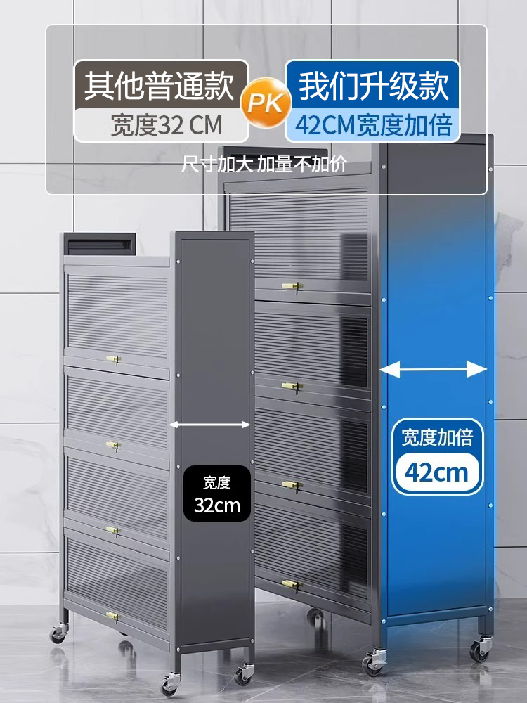 新品厨房置物架带门储物柜落地多层收纳柜子碗柜微波炉烤箱橱柜餐