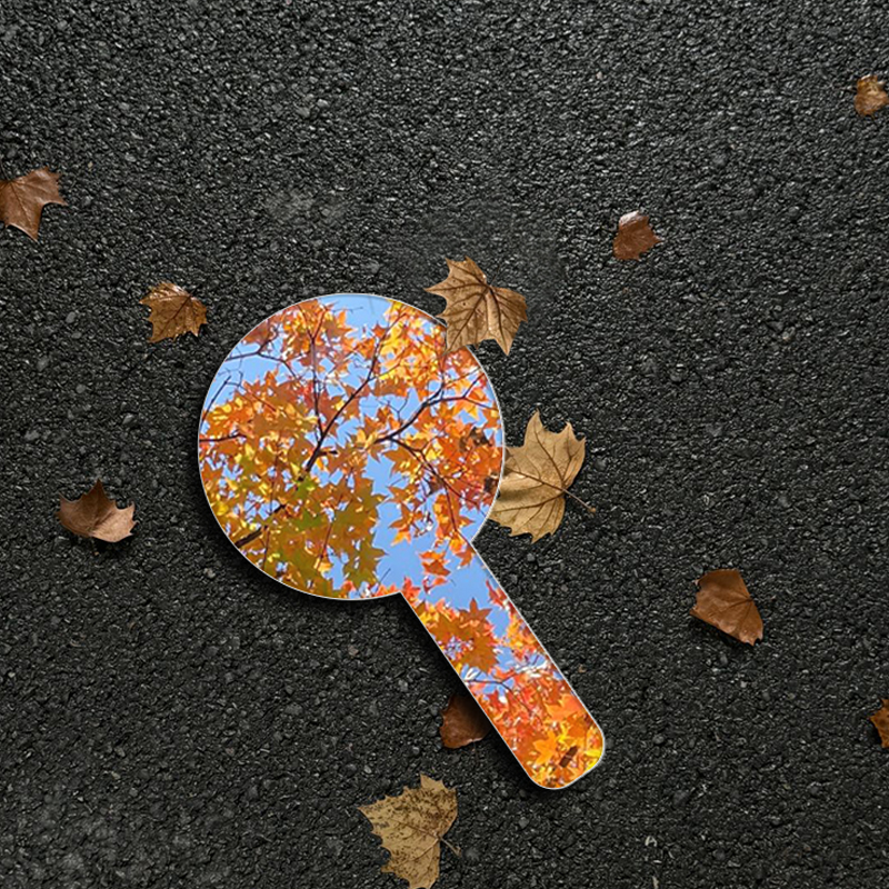 手持化妆圆形镜便携可爱手柄式手拿小镜子随身携带学生补妆镜定制