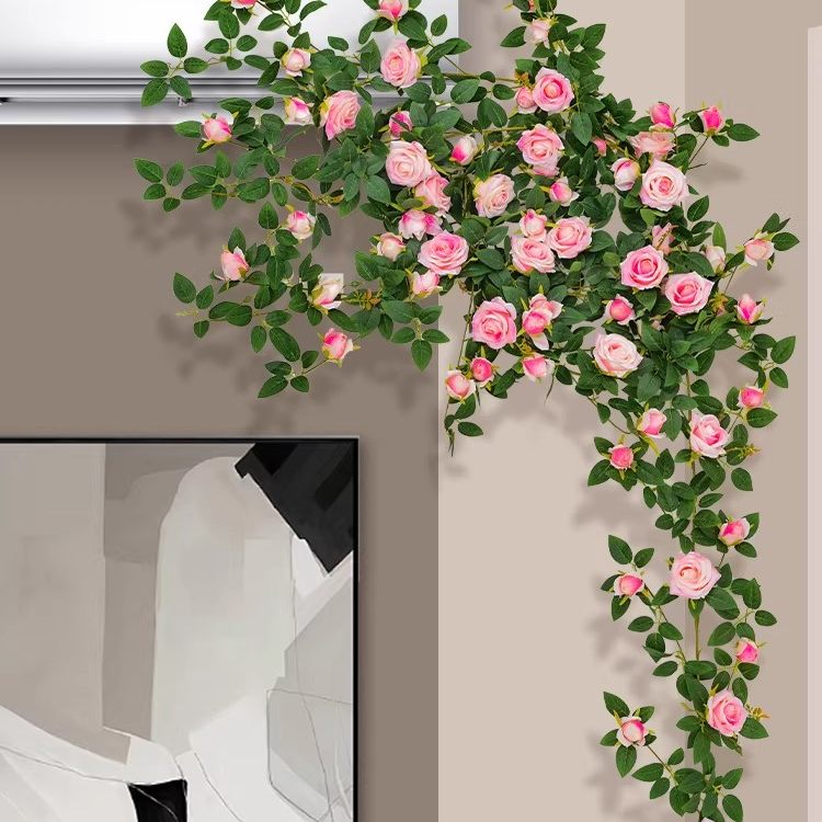 仿真玫瑰花藤条客厅栅栏吊花空调管道装饰藤蔓塑料花高档墙面遮挡,鲜花速递/花卉仿真/绿植园艺,仿真花,淘宝优惠券,粉丝福利购,淘宝优惠卷