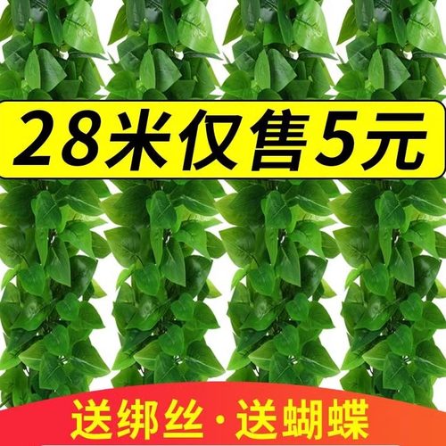 墙面挂饰仿真绿植物藤条绿叶吊顶装饰假花藤蔓阳台遮丑塑料葡萄叶
