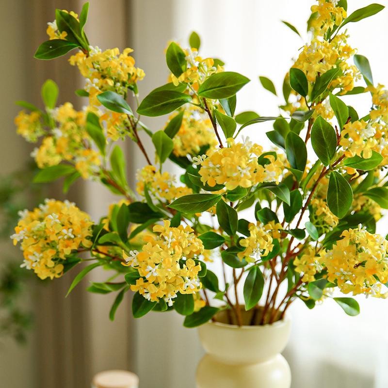 假花仿真花摆设桂花枝花艺摆件千里香仿真花客厅装饰摆件