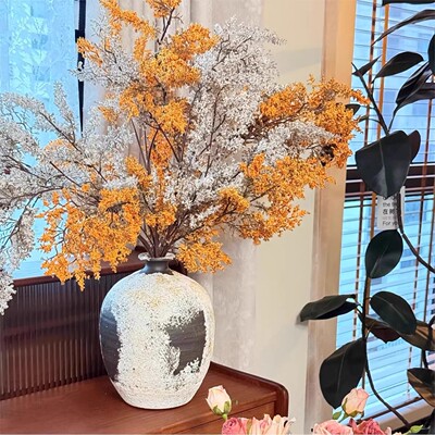 雾凇彷真花油画枯枝雾凇假花高级感摆件室内客厅餐桌干花插花装饰