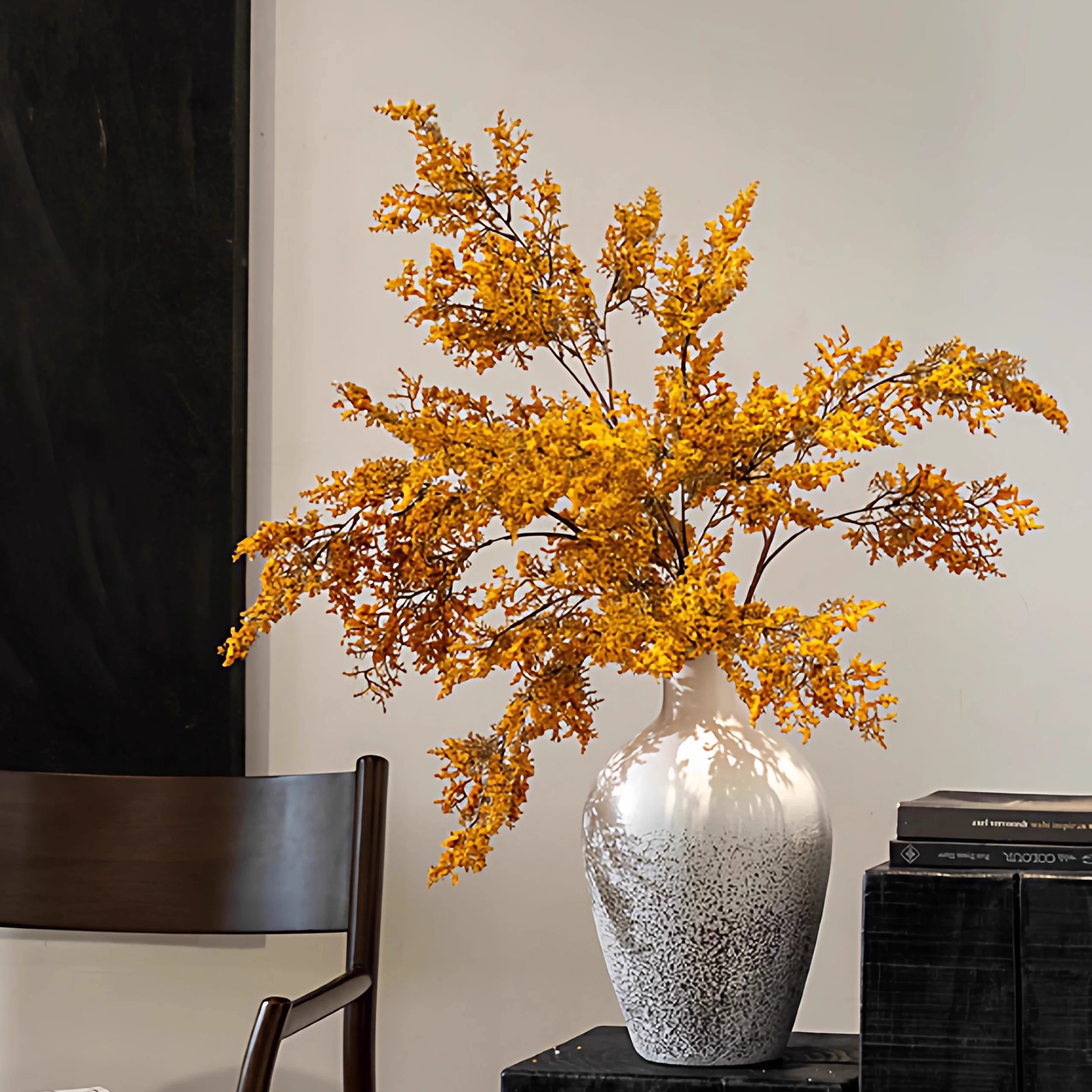 雾凇仿真绿植假花花束摆件侘寂风陶瓷花瓶客厅插花干花花艺装饰花