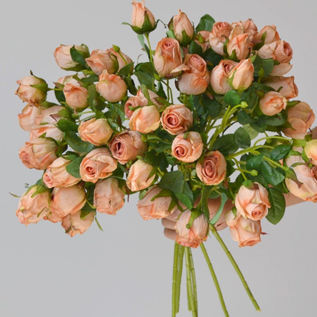 ins多头焦边玫瑰仿真花假