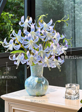 仿真花束假花蓝紫色莫奈百合客厅餐桌装饰插花手捧花摆件场景布置