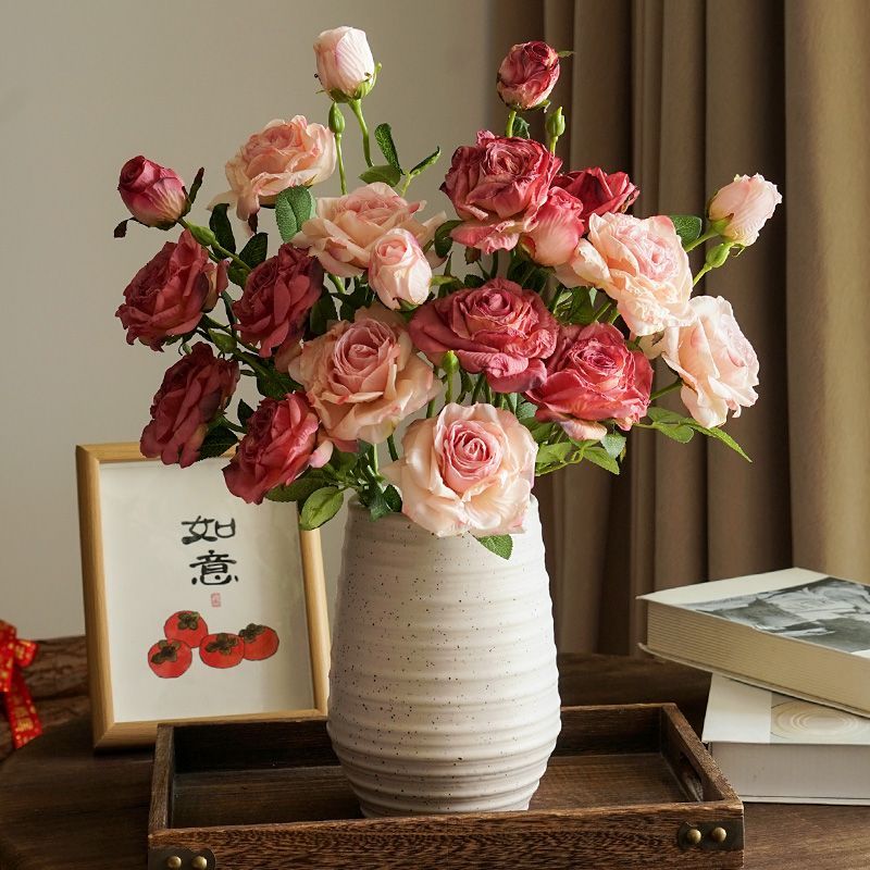 月季玫瑰花仿真花客厅餐