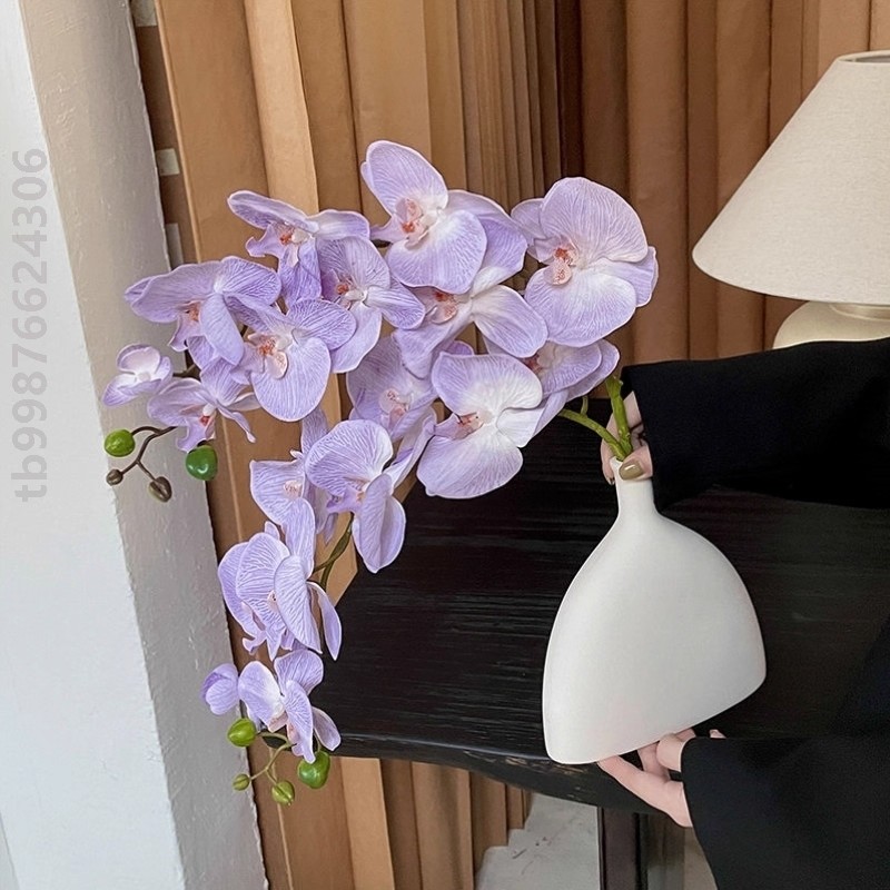 高档蝴蝶兰仿真花摆件陶瓷瓶假花摆设客厅餐桌卧室花装饰兰花干花