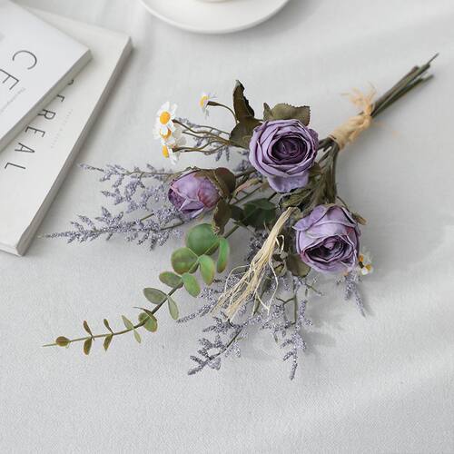 轻奢玫瑰小雏菊干花花束假花仿真花摆设客厅餐桌花艺摆件装饰品