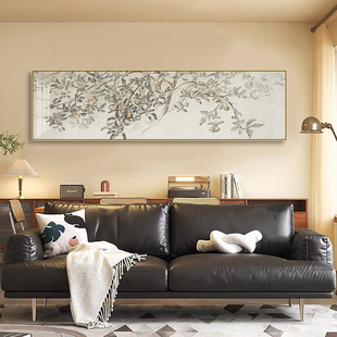 法式中古风客厅装饰画卧室床头手绘苹果树挂画好寓意平安果壁画