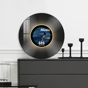 潮流客厅卧室床头蓝牙音响挂画可定制发光黑胶唱片装饰画音乐摆画