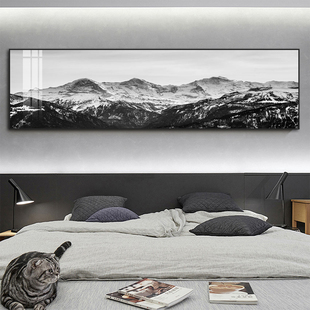 冈仁波齐挂画西藏风景客厅卧室酒店装饰画梅里雪山黑白工业风壁画