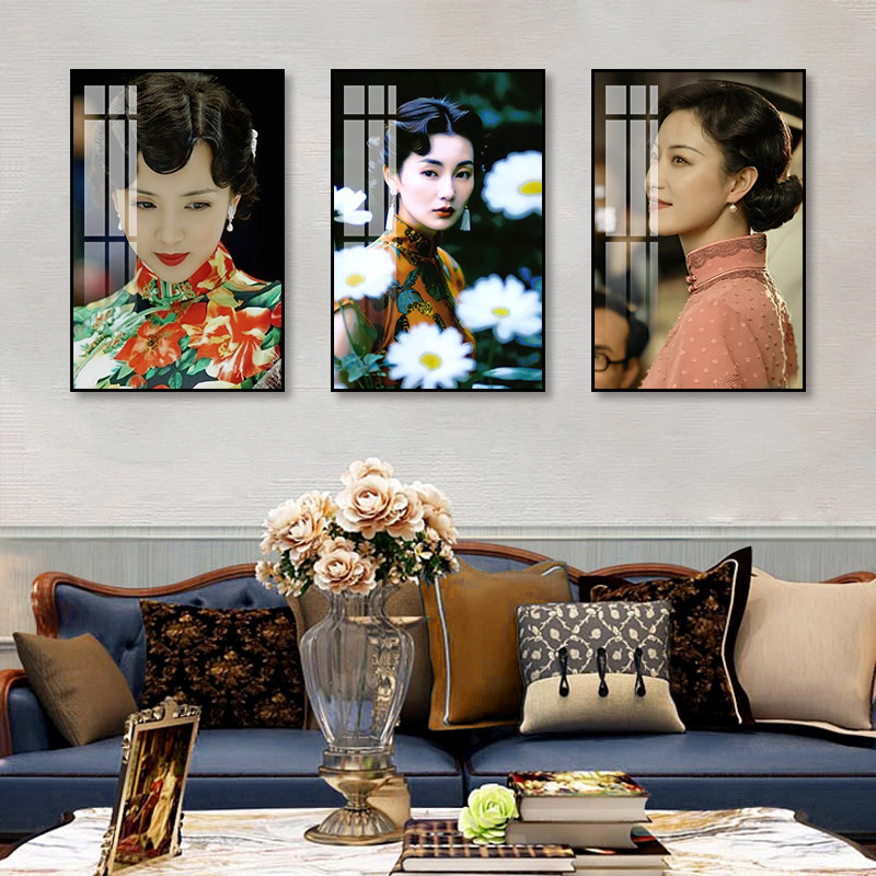 服装店旗袍美女装饰画饭店酒楼餐厅怀旧挂画老上海影楼剧本杀壁画