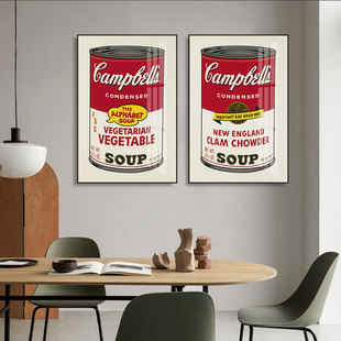 金宝汤罐头挂画咖啡厅背景墙安迪沃霍尔艺术装饰画波普风潮流壁画