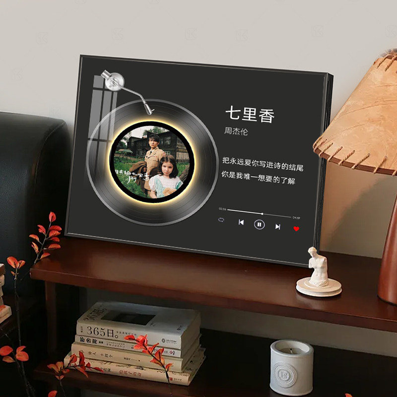 可定制歌词专辑黑胶唱片装饰画客厅潮流蓝牙音响挂画卧室床头摆画