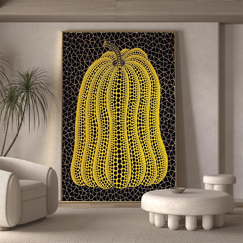 草间弥生挂画客厅餐厅画廊画室南瓜装饰画波普圆点小众艺术壁画