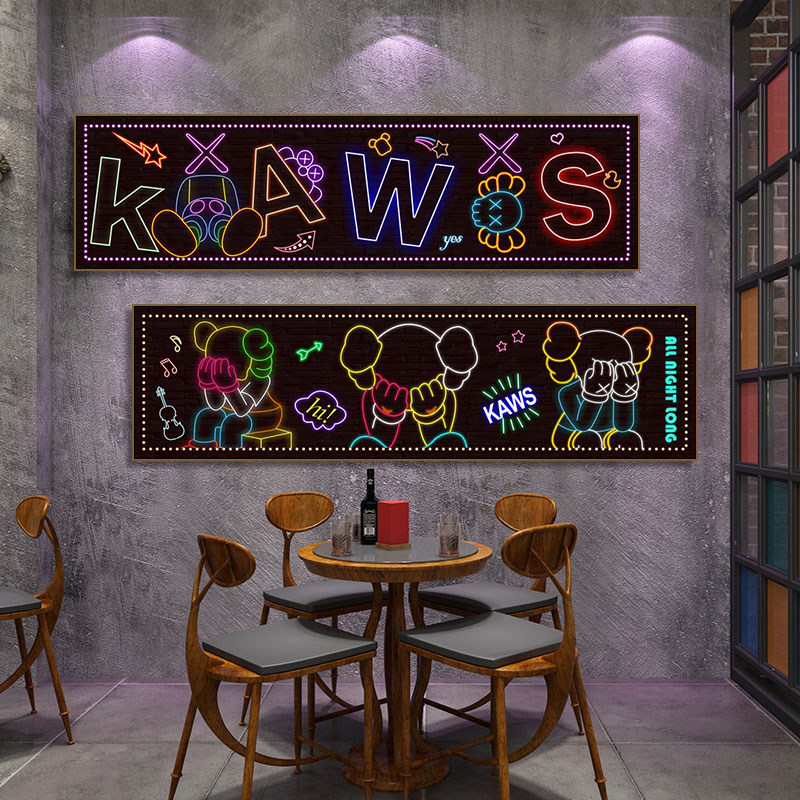 潮流KAWS暴力熊装饰画赛博朋克