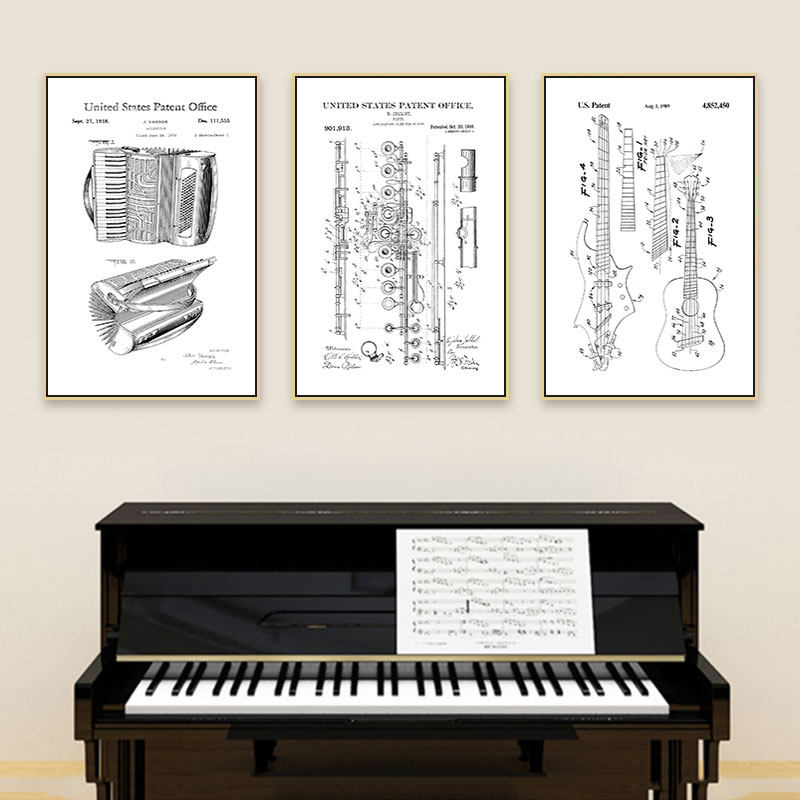 音乐教室装饰画琴行背景墙钢琴小提琴吉他挂画乐器结构分解图壁画