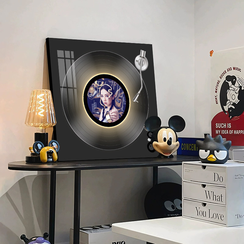 邓紫棋专辑封面黑胶唱片装饰画客厅创意发光礼物摆件蓝牙音响摆画