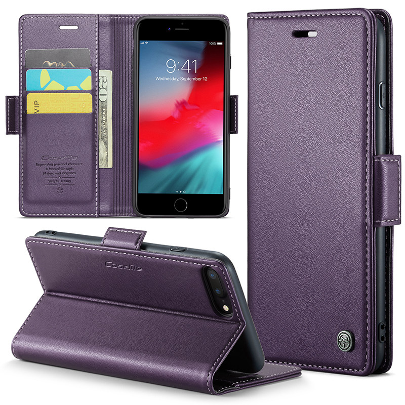 防油污搭扣皮套适用苹果6s/7plus手机壳iphone8 plus插卡全包7P卡套8P钱包i8电话保护套6SP翻盖新款男防摔6P