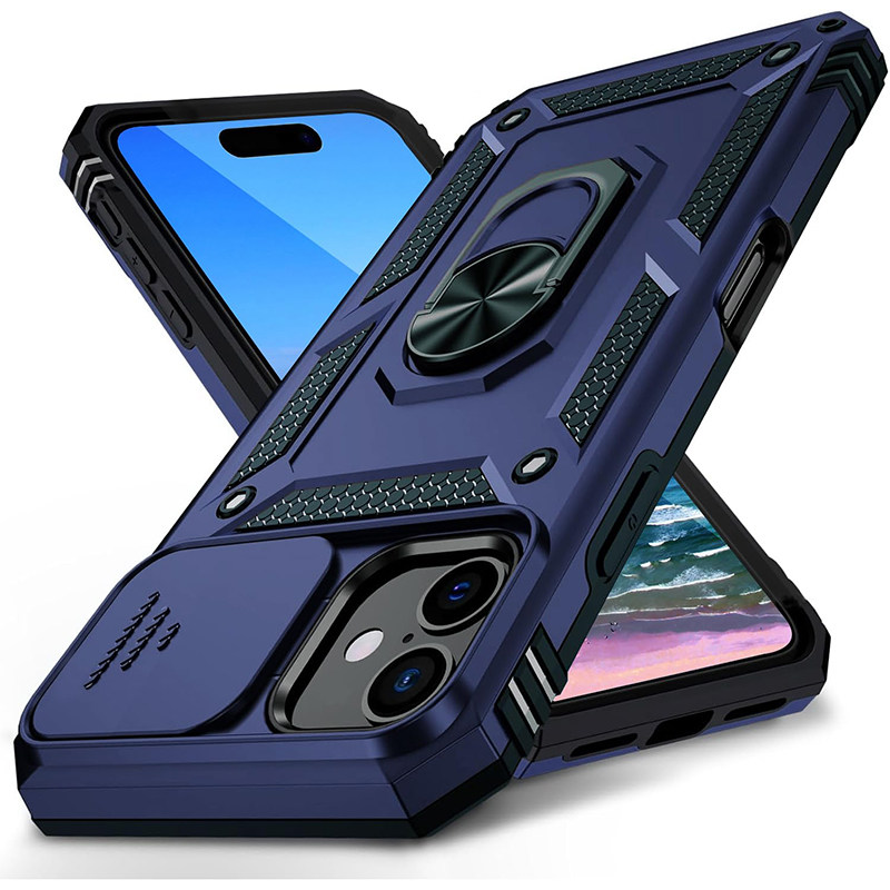 适用iphone12pro max手机壳带滑动镜头盖苹果12por气囊保护套12mini软外壳PM一体指环旋转车载支架防撞防摔男