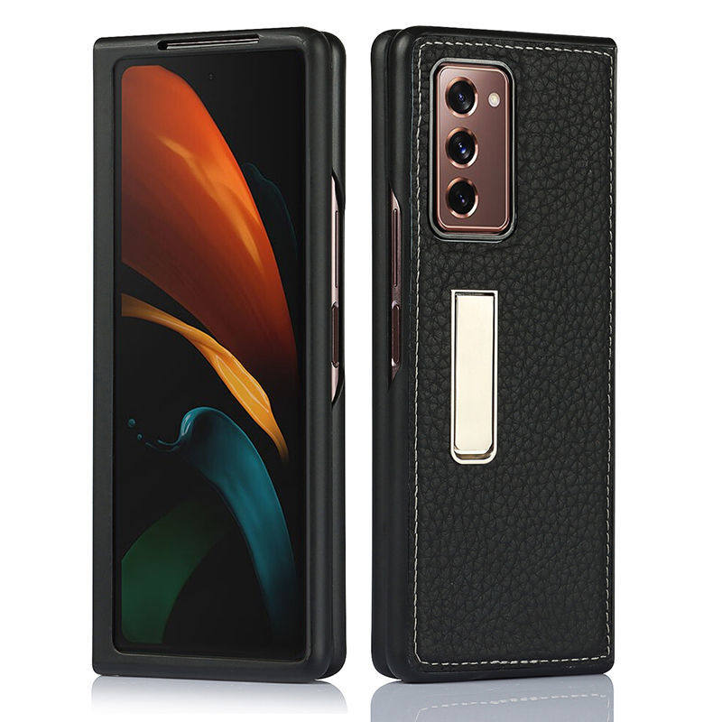 适用三星Galaxy Z Fold2折叠屏手机壳5G套支架fold3保护套子SM-F9160真皮全包防摔外壳牛皮皮质高档壳原装男