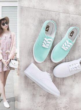 girl canvas Shoes small white shoes women casual flat shoes