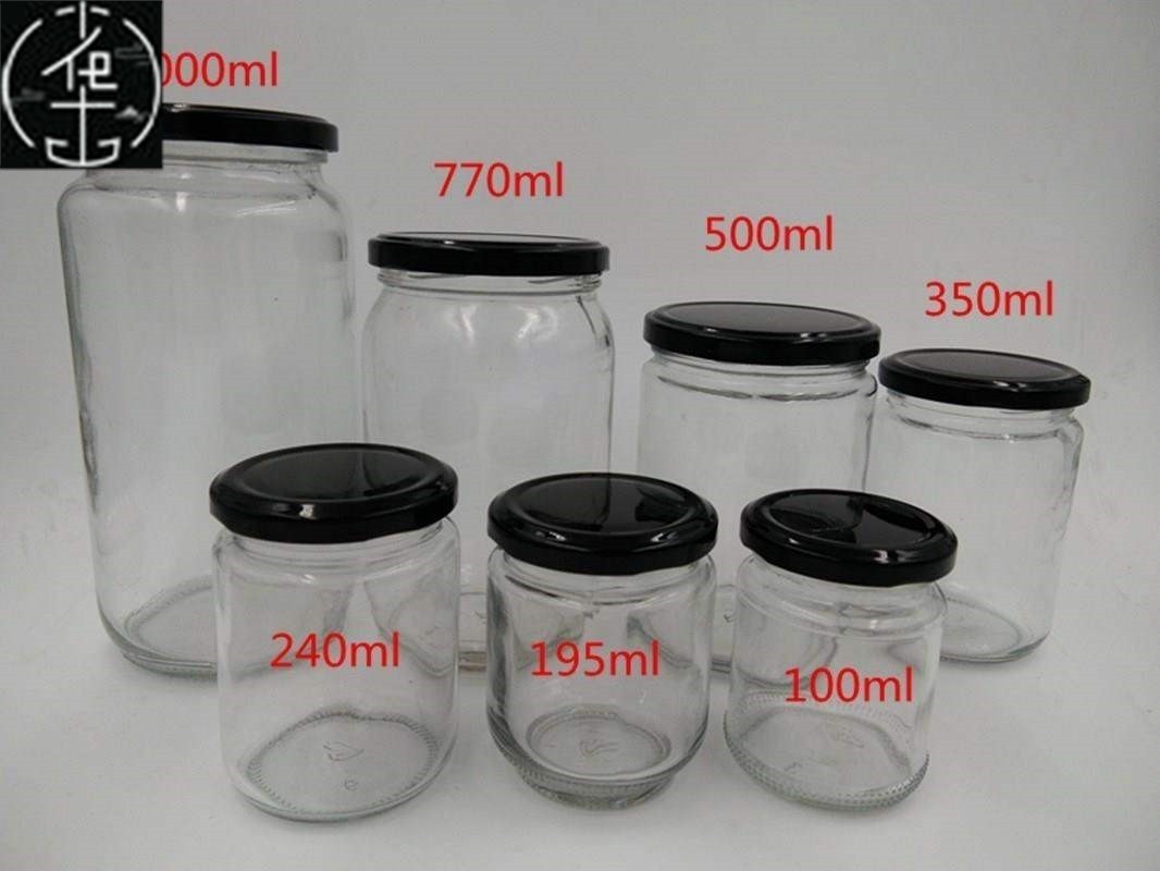 Circular glass jar pickles bottles jam jars of honey bottle