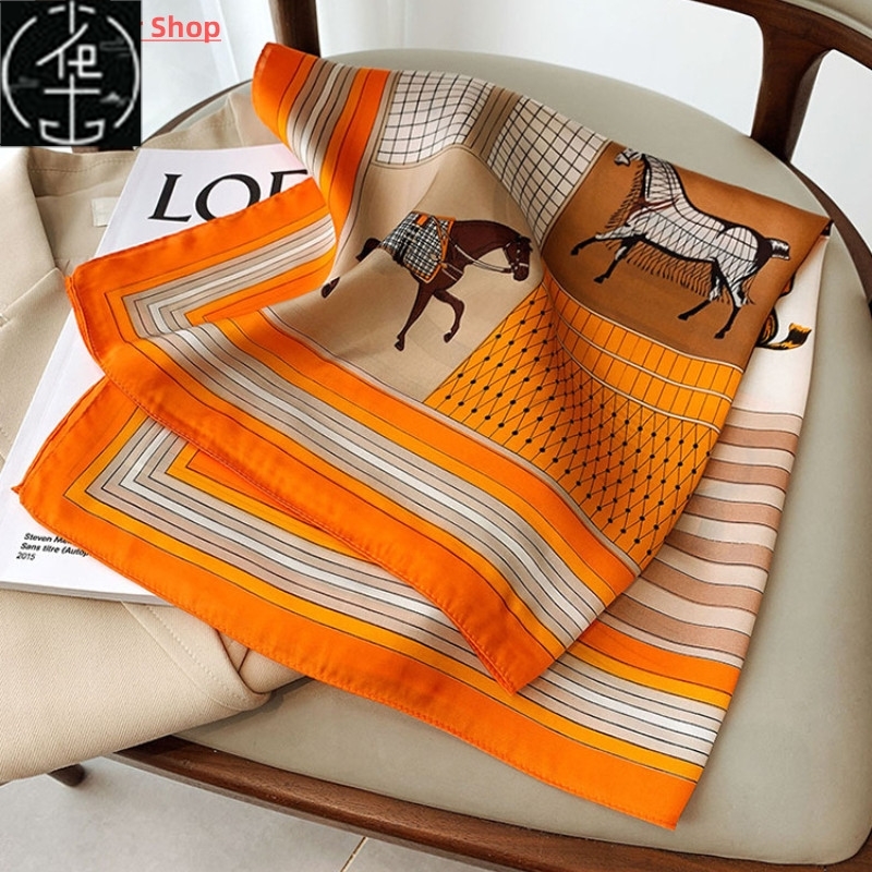 2022 New 70*70cm Silk Satin Hair Scarf Women Handkerchief Pr