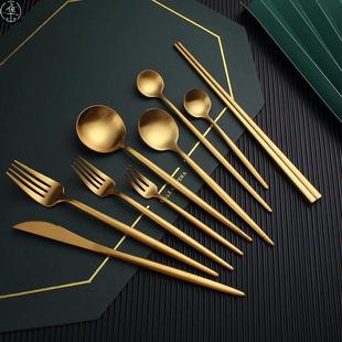 Gold Cutlery Set Stainless Steel Golden Knives Forks Spoons